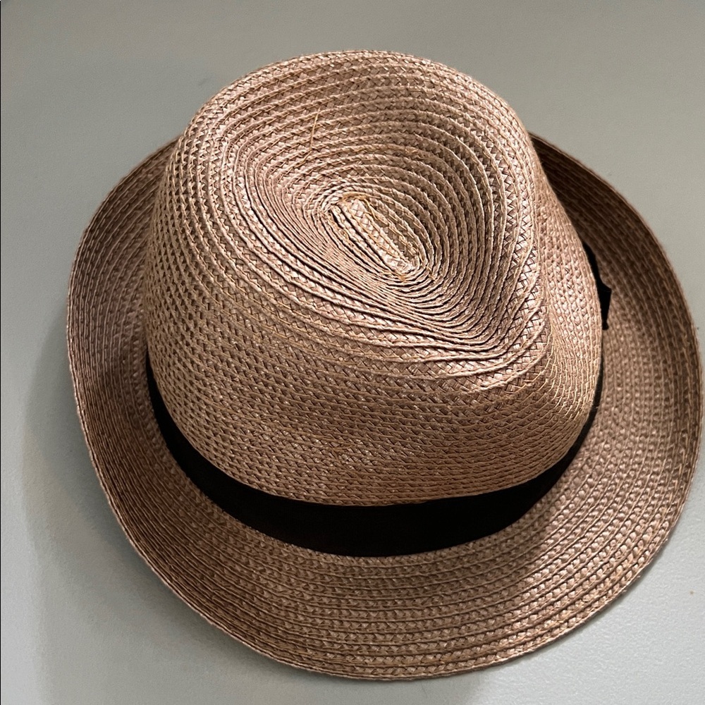 Straw Fedora with Black Band Hat